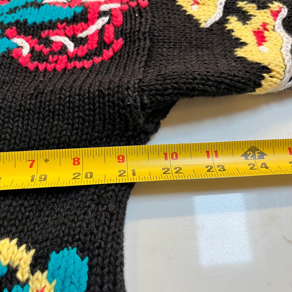Cape Isle Knitters Vintage Tropical Fish Coral Reef Black Ramie Cotton Sweater L - Picture 9 of 10